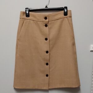 J. Crew Camel Button-Front Pencil Skirt,  Size 6